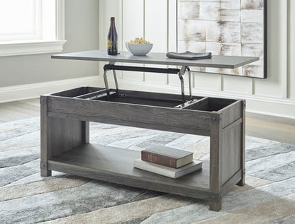 Freedan Grayish Brown Lift-Top Coffee Table