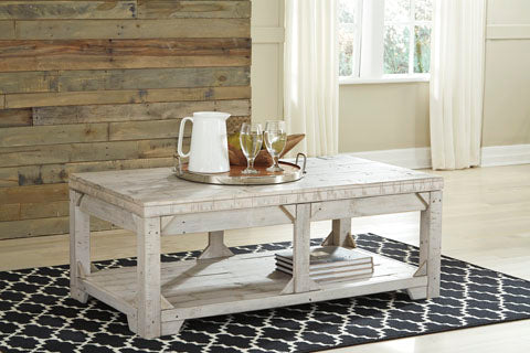 Fregine Whitewashed Coffee Table with Lift Top