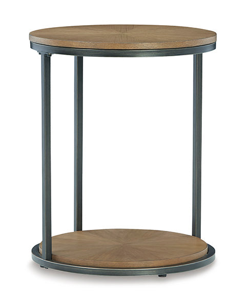 Fridley Brown and Black Round End Table