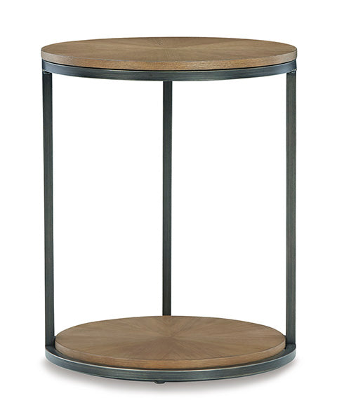 Fridley Brown and Black Round End Table