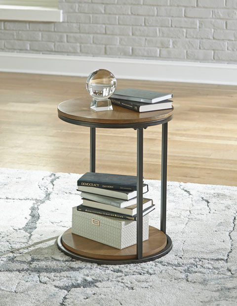 Fridley Brown and Black Round End Table