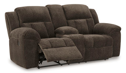 Frohn Chocolate DBL Reclining Loveseat w/Console