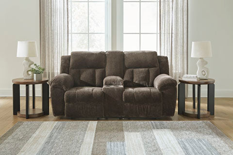 Frohn Chocolate DBL Reclining Loveseat w/Console