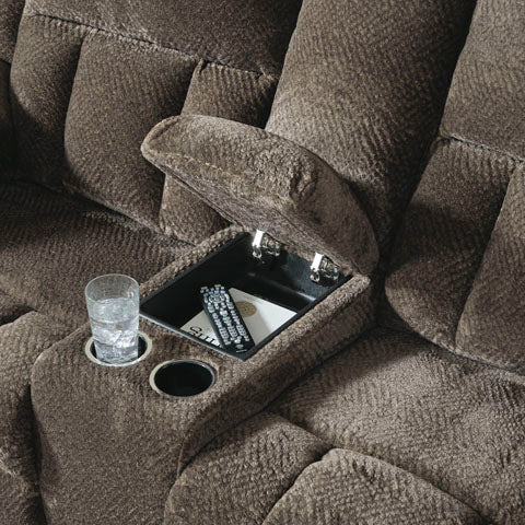 Frohn Chocolate DBL Reclining Loveseat w/Console