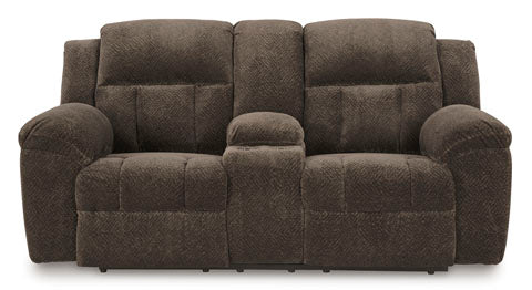 Frohn Chocolate DBL Reclining Loveseat w/Console