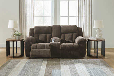 Frohn Chocolate DBL Reclining Loveseat w/Console