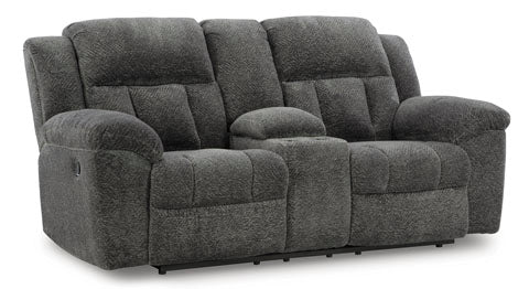 Frohn Graphite DBL Reclining Loveseat w/Console