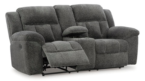 Frohn Graphite DBL Reclining Loveseat w/Console