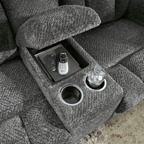 Frohn Graphite DBL Reclining Loveseat w/Console