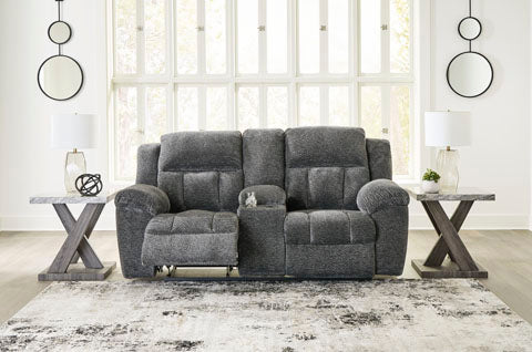 Frohn Graphite DBL Reclining Loveseat w/Console