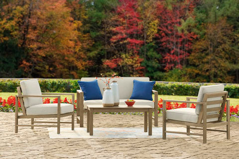 Fynnegan Light Brown 4-pc Outdoor Loveseat Set