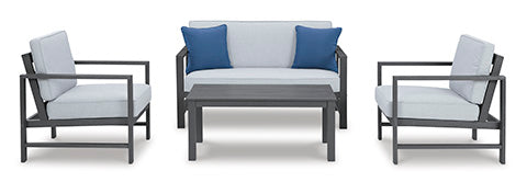 Fynnegan Gray 4-pc Outdoor Loveseat Set