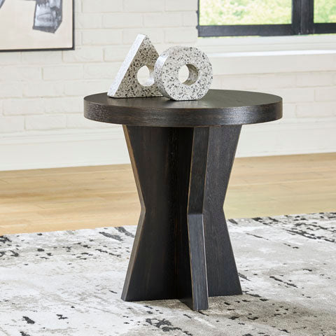 Galliden Black Round End Table