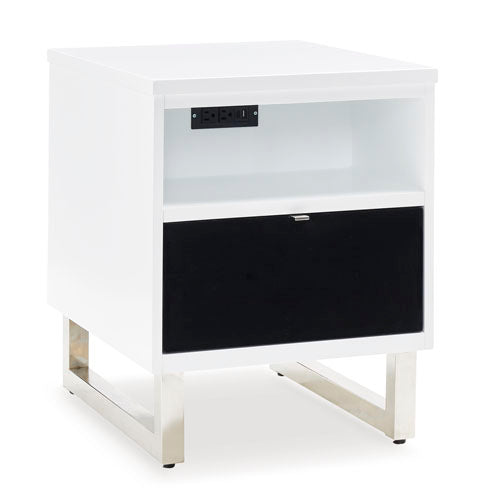 Gardoni White and Black Chairside End Table