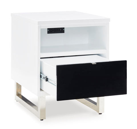 Gardoni White and Black Chairside End Table