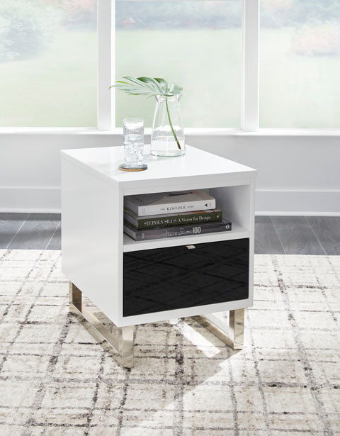 Gardoni White and Black Chairside End Table