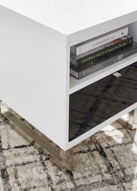 Gardoni White and Black Chairside End Table