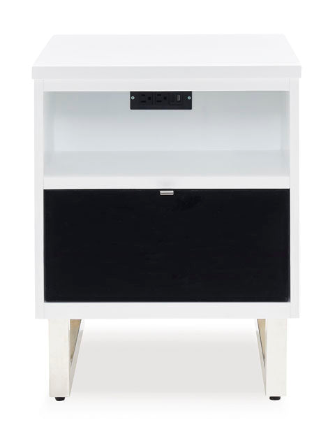 Gardoni White and Black Chairside End Table