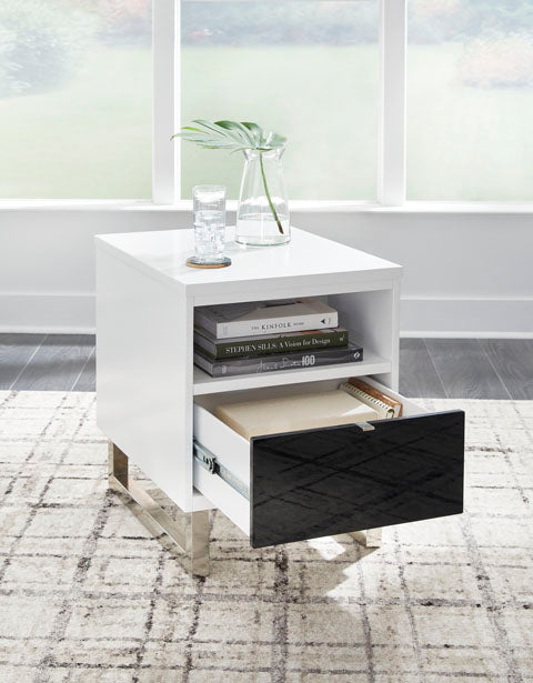 Gardoni White and Black Chairside End Table