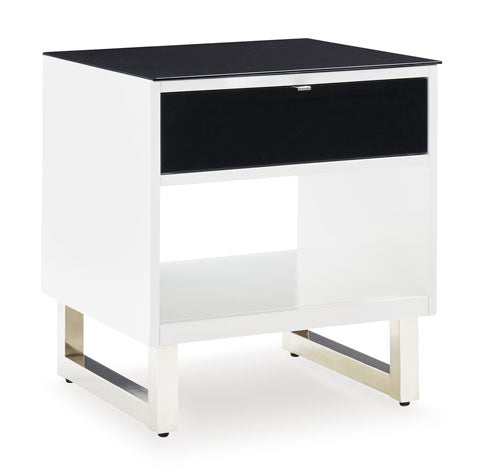 Gardoni White and Black End Table