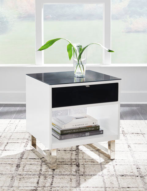 Gardoni White and Black End Table