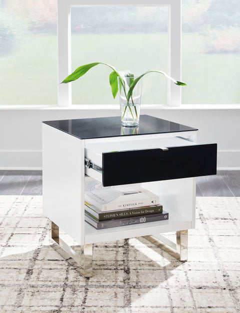 Gardoni White and Black End Table