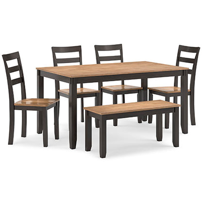Gesthaven Brown 6-pc Dining Table with 4 Chairs and Bench