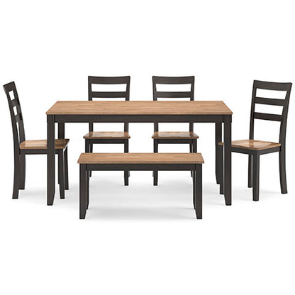Gesthaven Brown 6-pc Dining Table with 4 Chairs and Bench