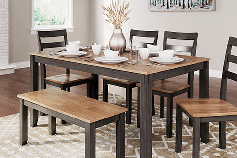 Gesthaven Brown 6-pc Dining Table with 4 Chairs and Bench