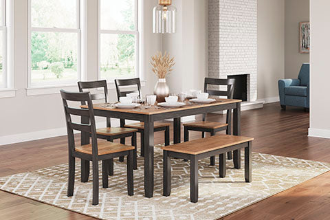 Gesthaven Brown 6-pc Dining Table with 4 Chairs and Bench