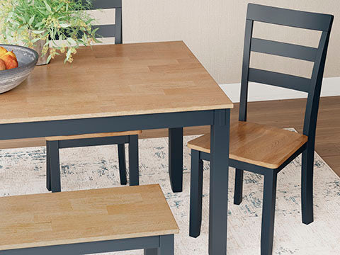 Gesthaven Blue 6-pc Dining Table with 4 Chairs and Bench Set