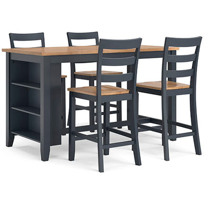 Gesthaven Blue 3-pc Counter Height Dining Table with Shelves Set