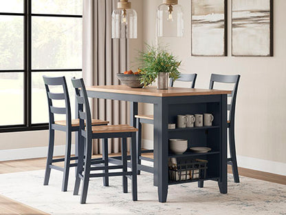 Gesthaven Blue 3-pc Counter Height Dining Table with Shelves Set