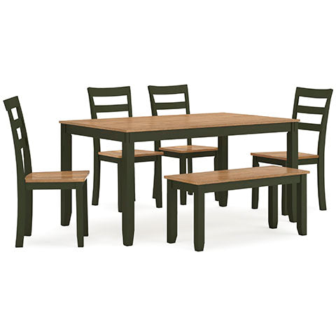 Gesthaven Green 6-pc Dining Table with 4 Chairs and Bench Set