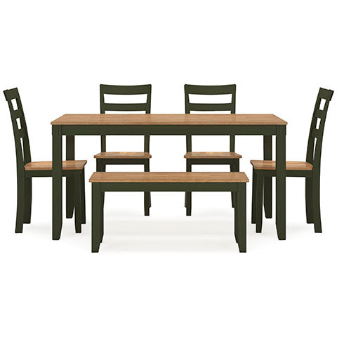 Gesthaven Green 6-pc Dining Table with 4 Chairs and Bench Set