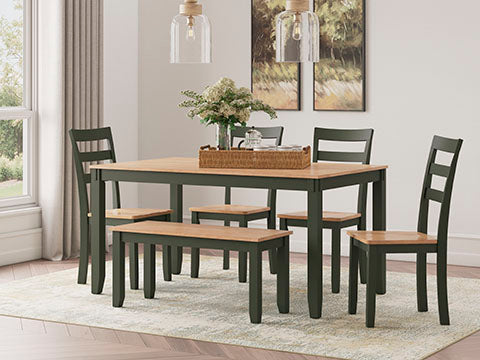 Gesthaven Green 6-pc Dining Table with 4 Chairs and Bench Set