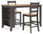 Gesthaven Brown 3-pc Counter Height Dining Table with Shelves Set