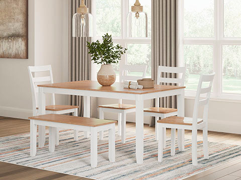 Gesthaven White 6-pc Dining Table with 4 Chairs and Bench Set