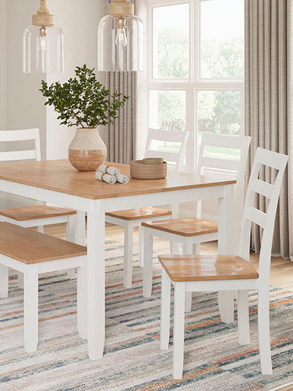 Gesthaven White 6-pc Dining Table with 4 Chairs and Bench Set