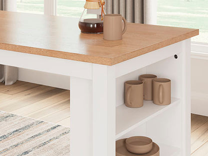 Gesthaven White 3-pc Counter Height Dining Table with Shelves Set