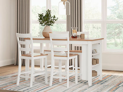 Gesthaven White 3-pc Counter Height Dining Table with Shelves Set