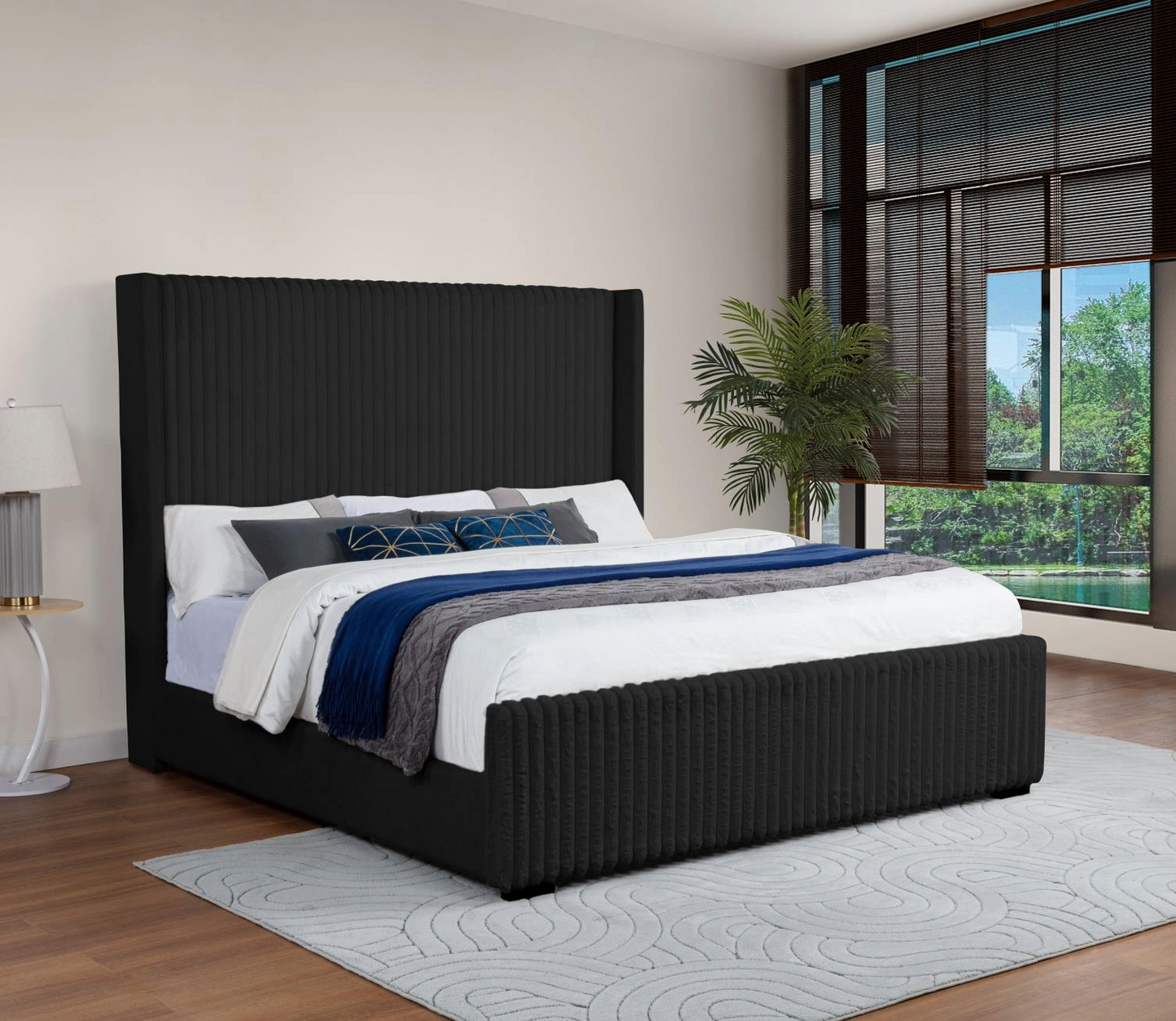 Gianni Black Panel Bed by Massa Gallery