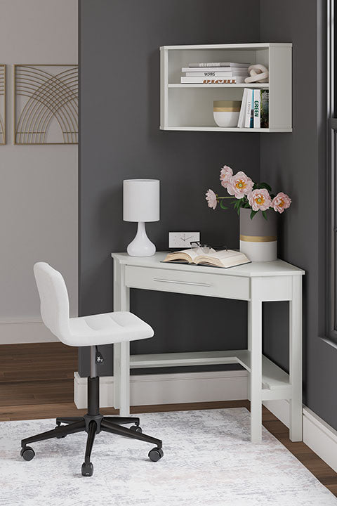 Grannen White Home Office Corner Desk with Bookcase