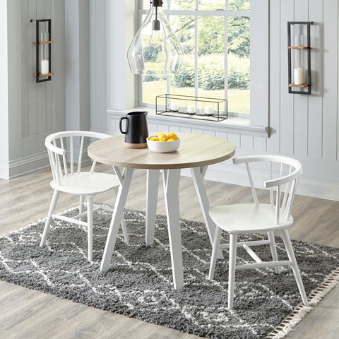 Grannen White 3-pc Dining Table Set