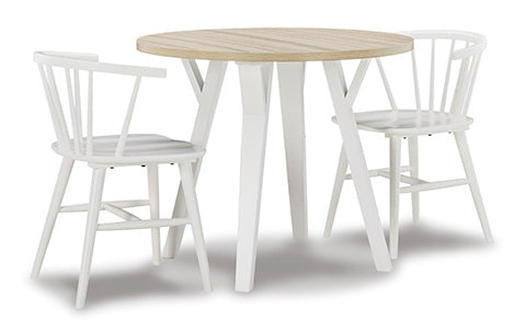 Grannen White 3-pc Dining Table Set