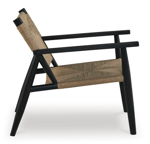 Halfmore Black & Natural Accent Chair