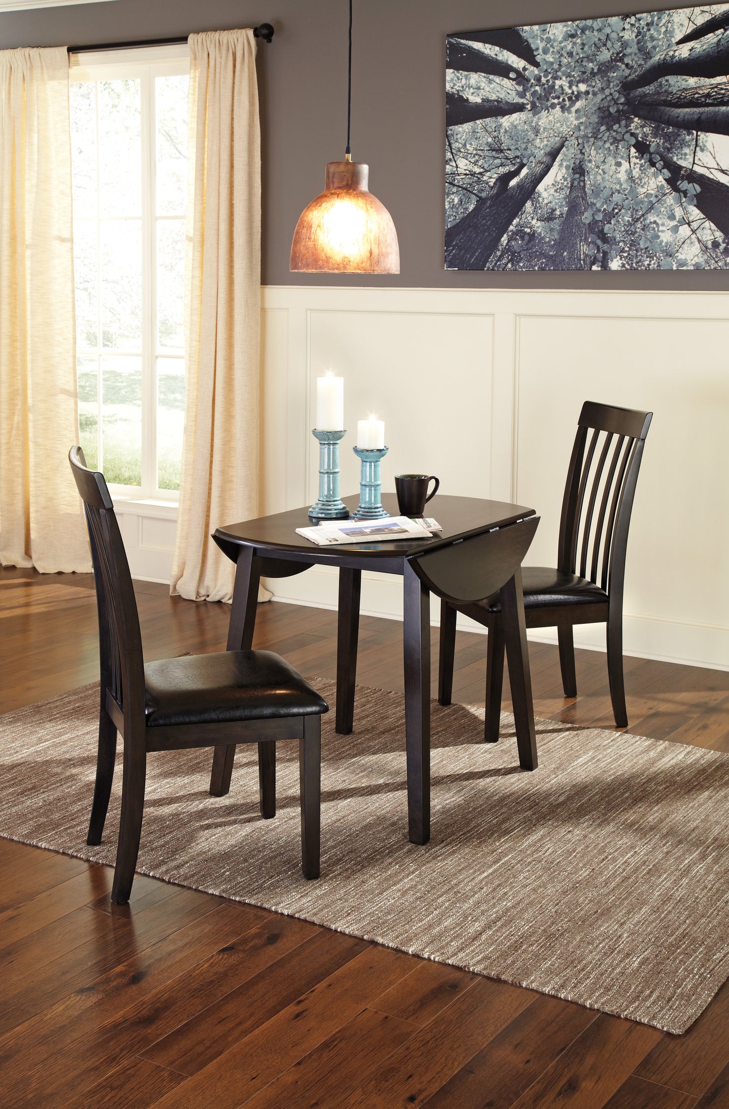 Hammis Dark Brown 3-pc Drop Leaf Dining Table Set