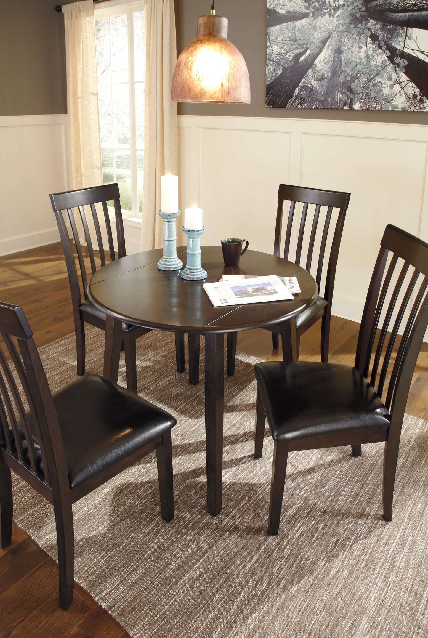 Hammis Dark Brown 3-pc Drop Leaf Dining Table Set