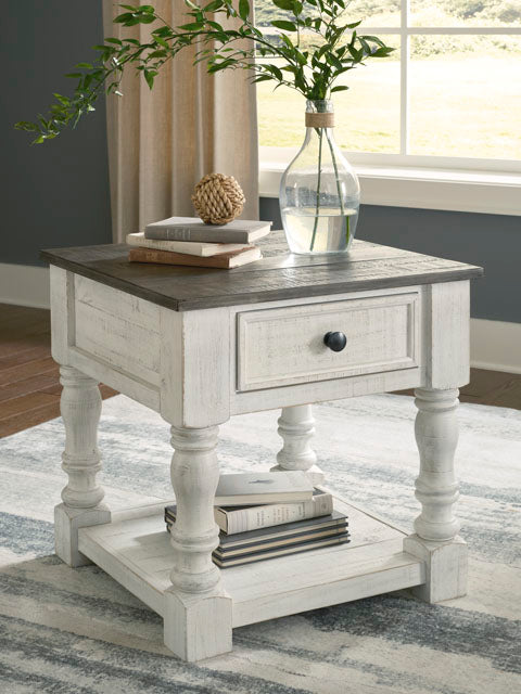 Havalance White and Gray End Table