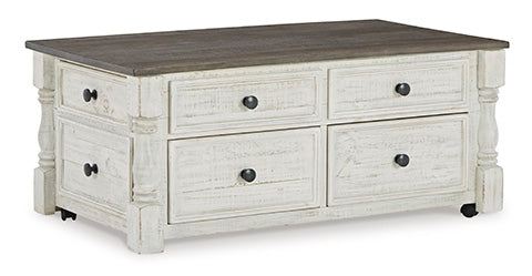 Havalance White Gray Lift-Top Coffee Table with Storage Drawers